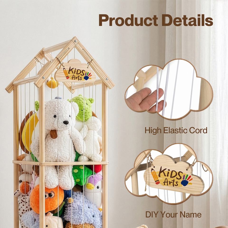 image 1 of Levede Plush Toy Storage Holder Kids Stuffed Animal Organiser Lockable Wheels