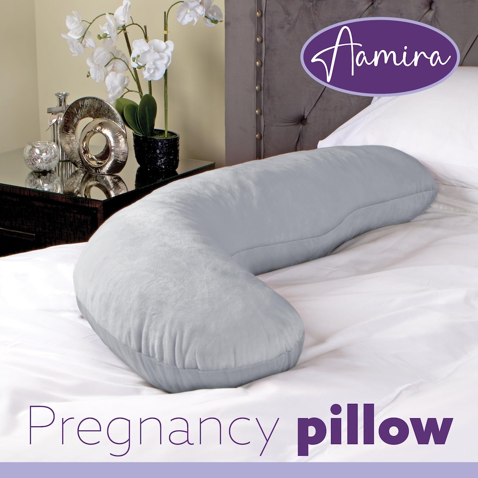 image 1 of Aamira Light Grey Pregnancy Maternity Pillow, 145x25x25cm L Shaped Memory Foam | Grey | Grey | Standard | 1