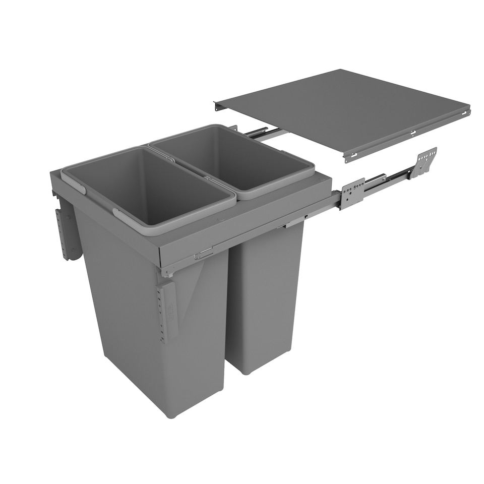 SIGE 70L UnderCounter PullOut Waste Bin, 2 x 35L Removable Bins, Suits 500mm Cabinet, SideMounted SoftClose