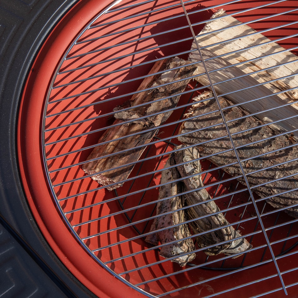 image 1 of Samuel Alexander 80x58cm Black Steel Garden Patio Firepit Heater BBQ with Cover