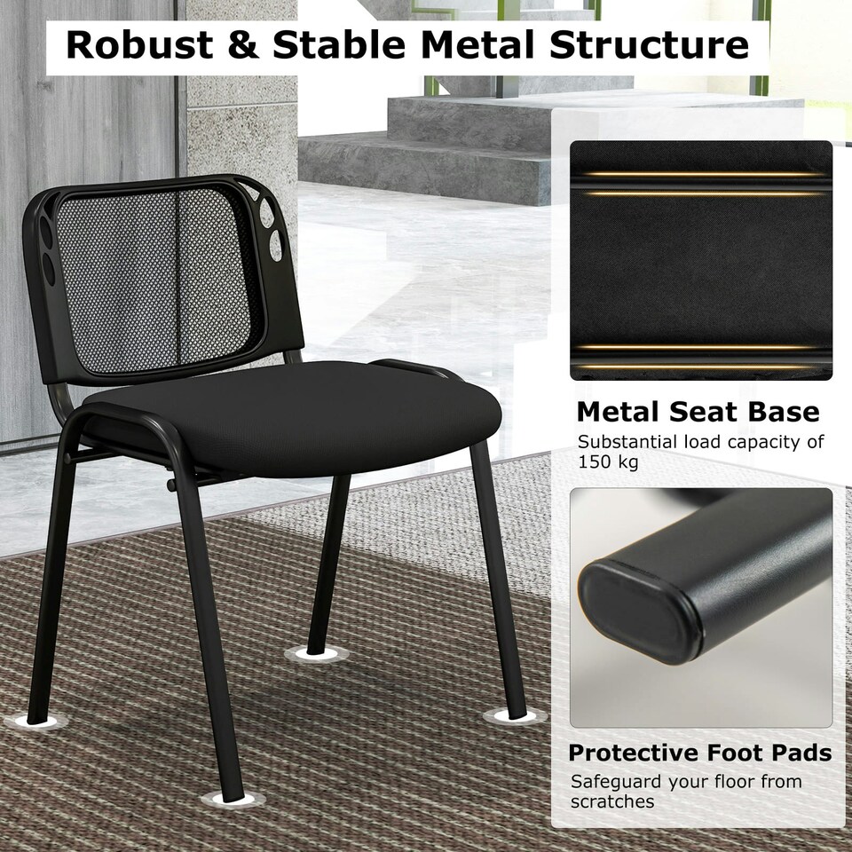 image 1 of COSTWAY 5 Piece Stackable Upholstered Armless Reception Chair Black