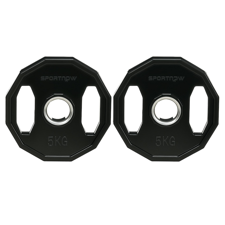 image 1 of SPORTNOW Olympic Weight Plates Set with 5cm Holes for Home Gym, 2 x 5kg