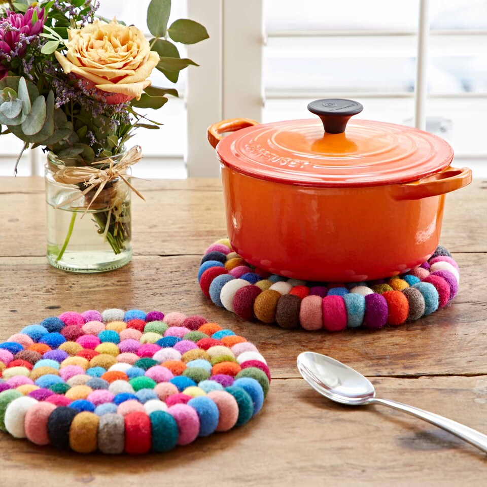 image 1 of Handmade Felt Ball Trivet
