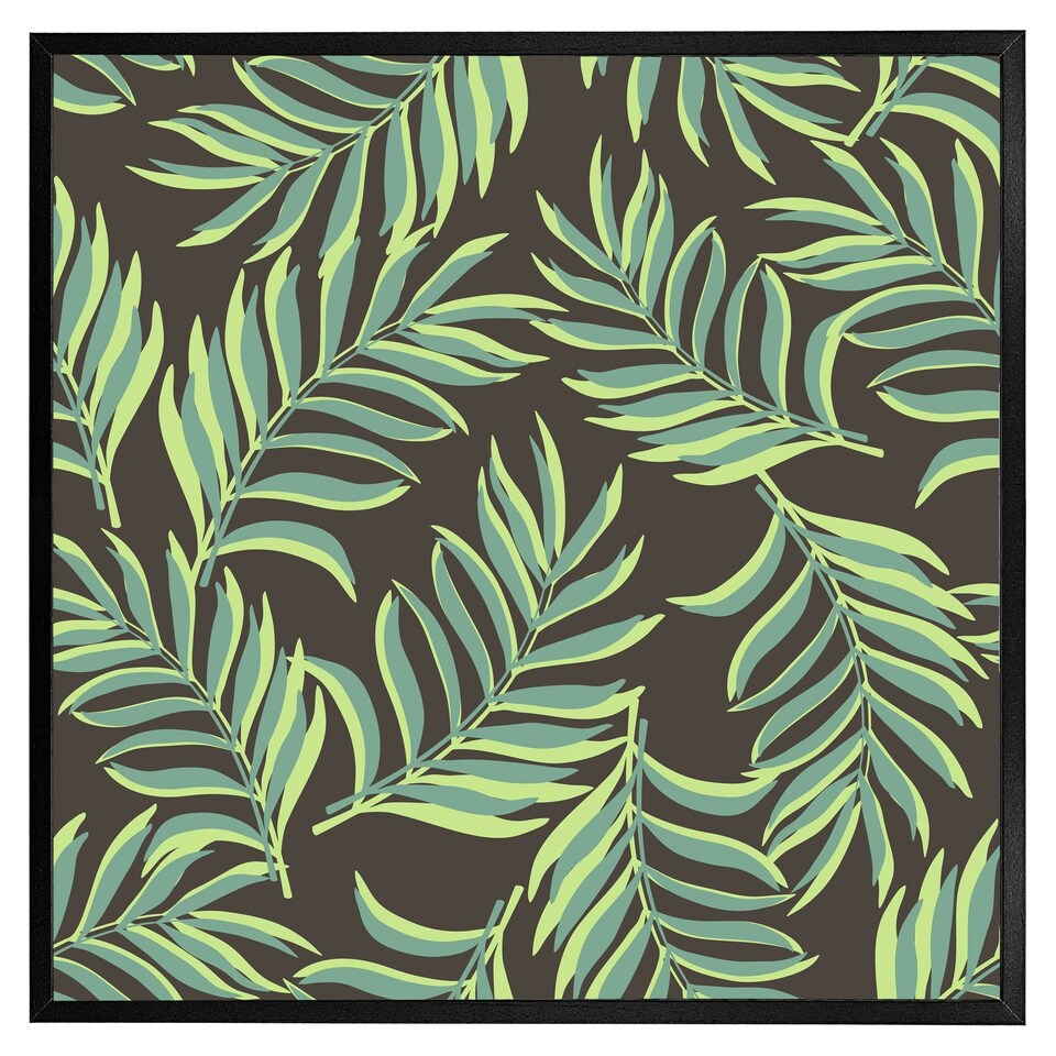 image 1 of Green palm leaves (Picutre Frame) Brown | Oak | S