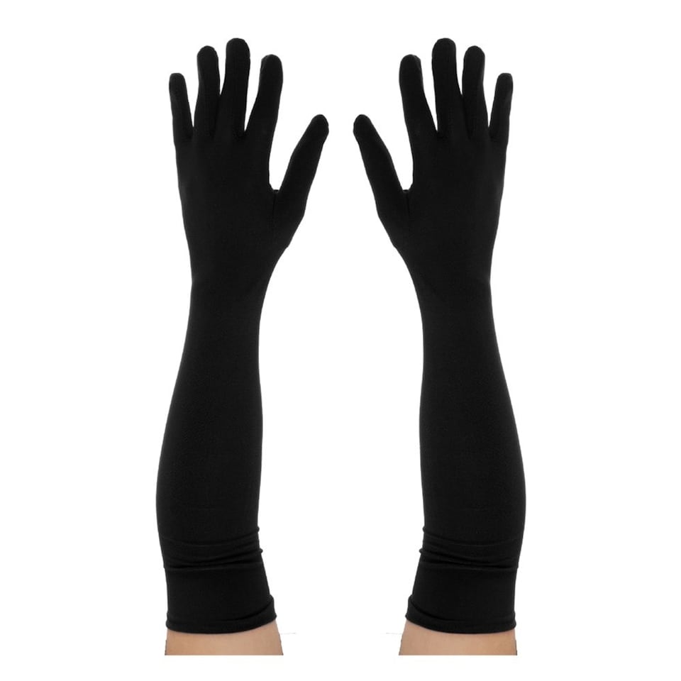 image 1 of Pack of 1 Long Black Spandex Gloves Black | One Size