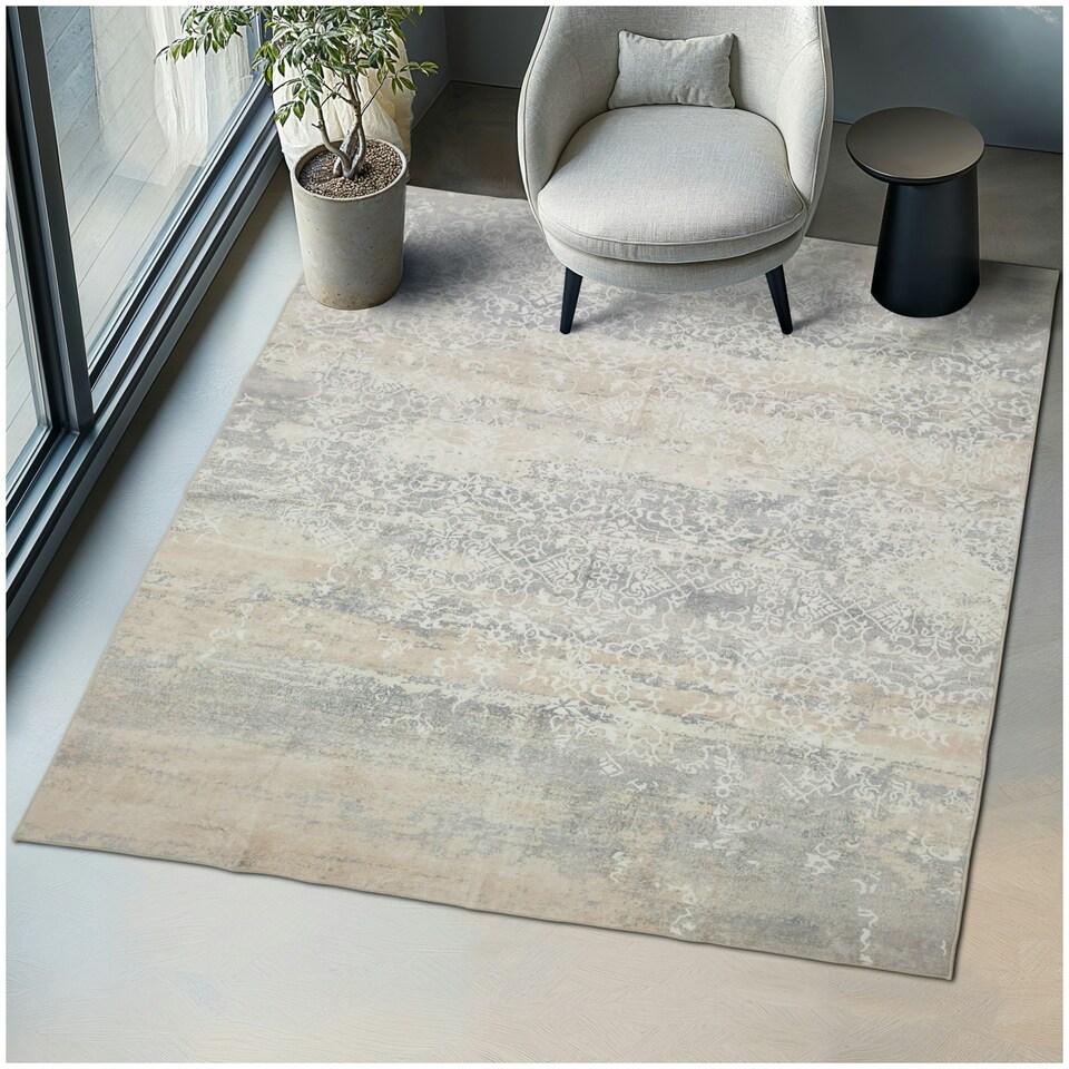 image 1 of Washable Rug Dalia - various sizes, faded pattern, easy-care short pile, non-slip Cream | 274 x 200 cm