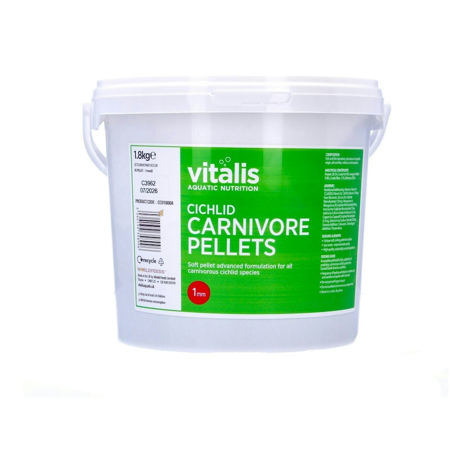 image 1 of Vitalis Cichlid Carnivore Pellets - 1mm Pellets Multi