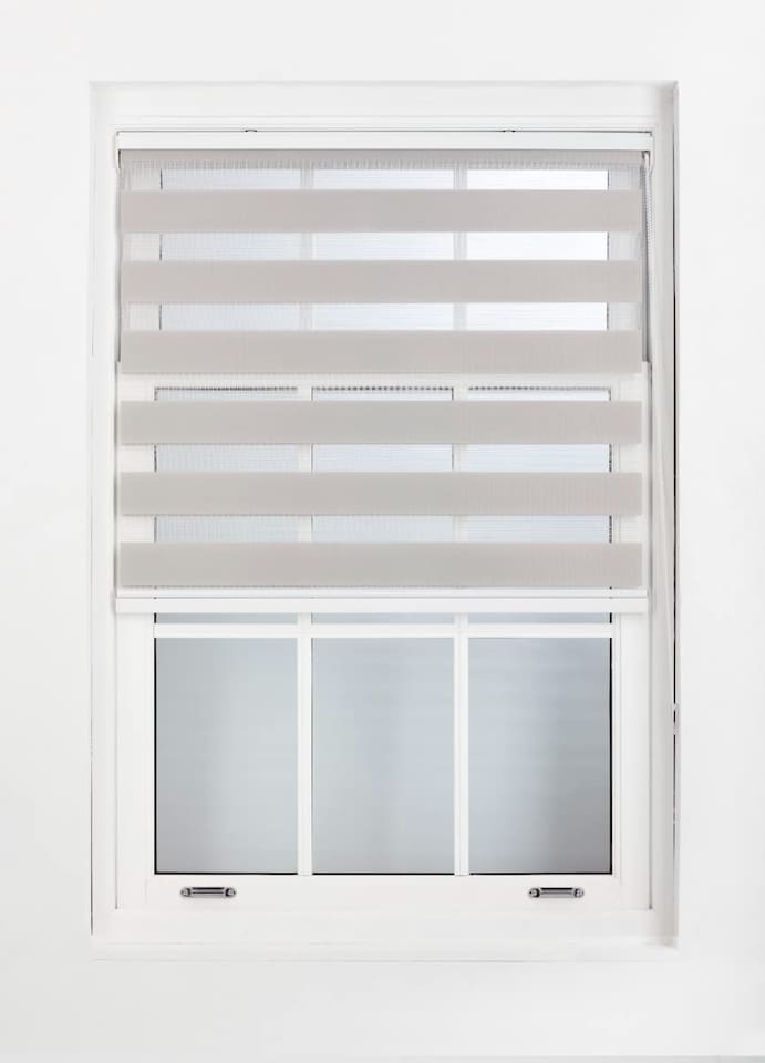 image 1 of FURNISHED Day and Night Roller Blinds Zebra Window Shades Made to Measure (W)180cm x (L)165cm | Grey | Grey | (W) 180cm x (L) 165cm