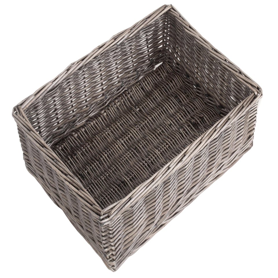 image 1 of Extra Large Antique Wash Finish Wicker Tray | Brown | Brown | Extra Large