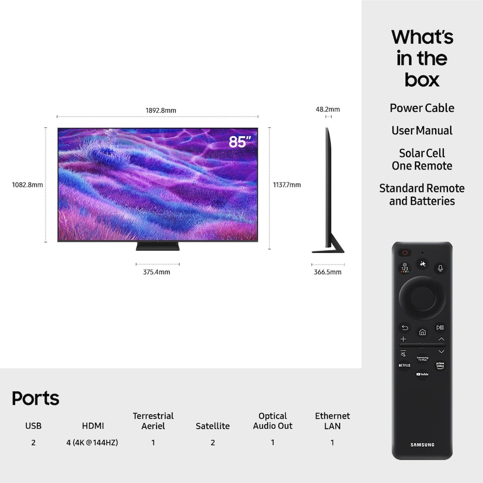 image 1 of Samsung 2025 QN80F 85 Inches 4K NEO QLED HDR Smart TV 2.16 m (85 Inches) 4K Ultra HD Wi-Fi Silver
