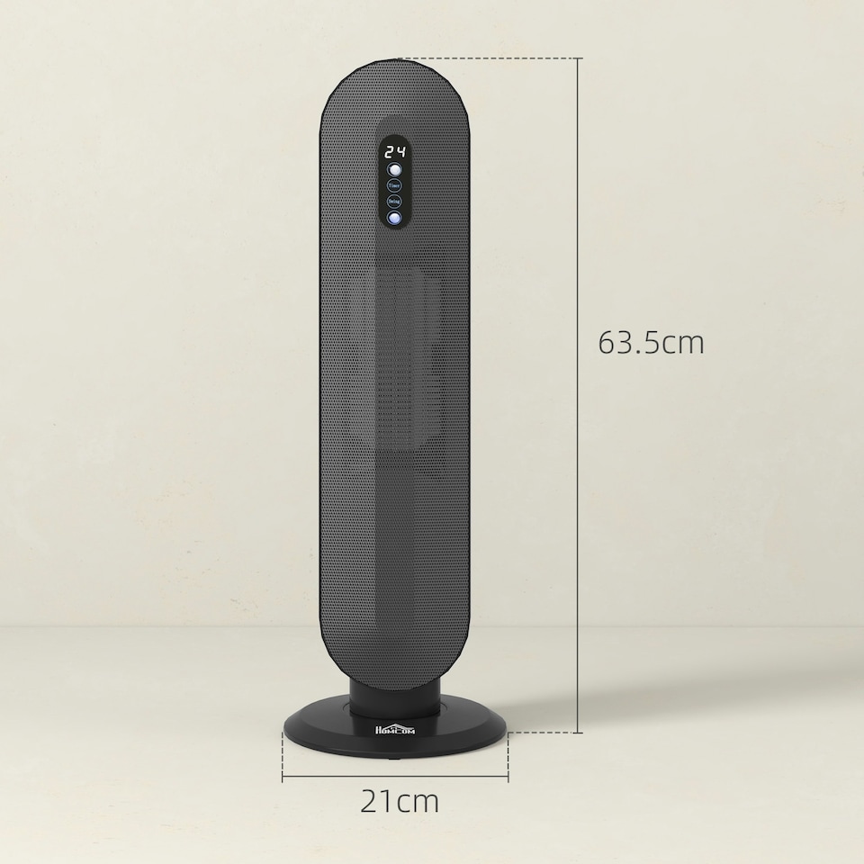 image 1 of HOMCOM Ceramic Space Heater Tower Heater W/ Oscillation, Black