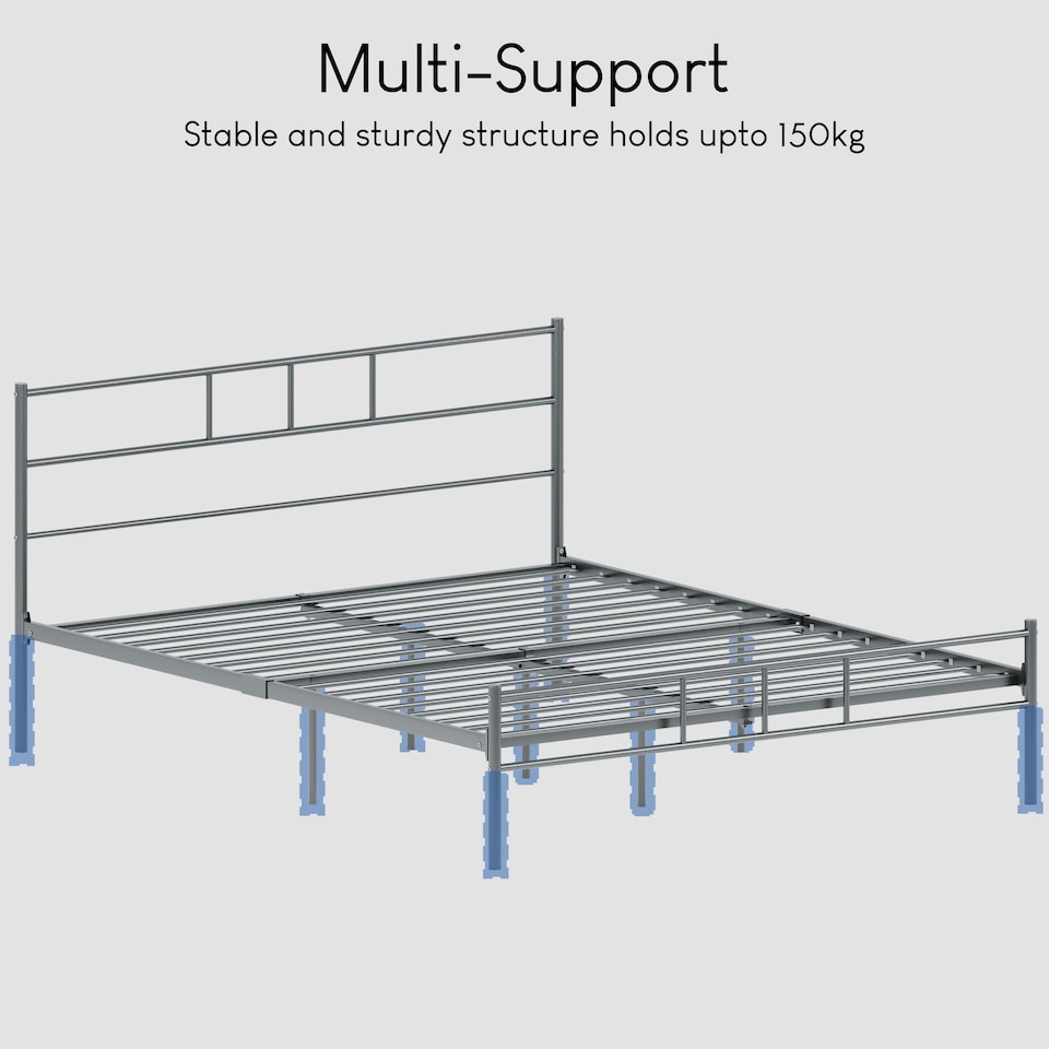 image 1 of Vida Designs Dorset 5ft King Size Bed Metal Frame, Black, 150 x 200cm