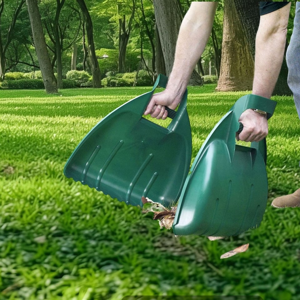 image 1 of Garden Leaf Grabber Scoops  Large Heavy Duty Green Debris Scoops With Handles | Green | Green | 1