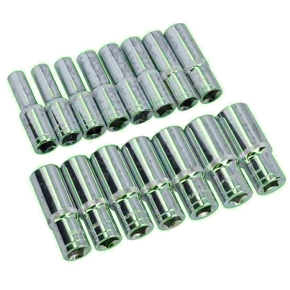 image 1 of 1/2" drive metric sockets double deep 10mm - 24mm by BERGEN AT106