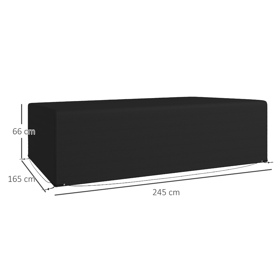 image 1 of Outsunny Outdoor Garden Furniture Cover Waterproof, Anti-UV 600D Heavy Duty Oxford Fabric Patio Furniture Cover for Rectangular Sofa Table Set, Black, 245 x 165 x 66 cm