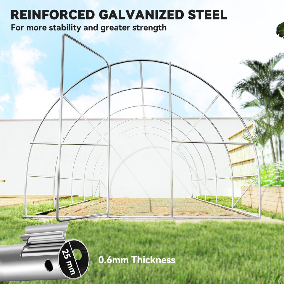 image 1 of Outsunny 6 x 3M Reinforced Walk-in Polytunnel Garden Greenhouse Steel Frame