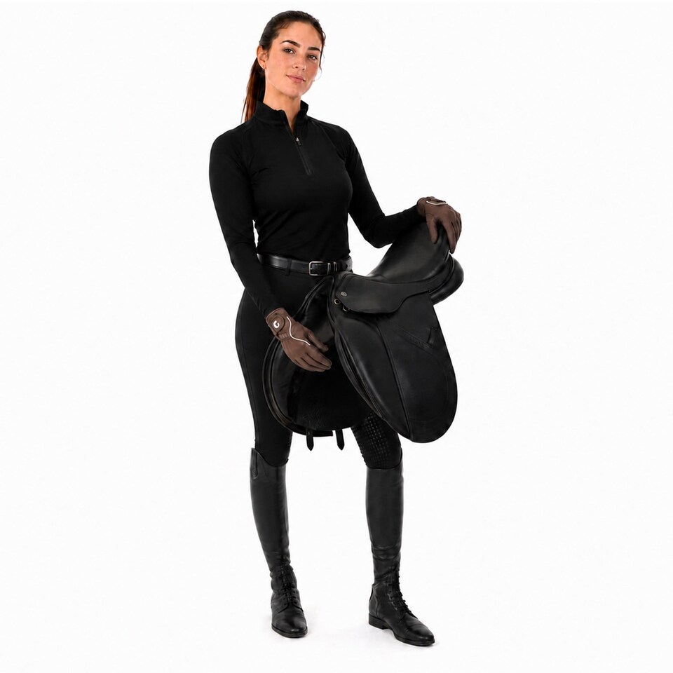 image 1 of Coco Equestrian Brown (M) Synthetic Leather Horse Riding Gloves | Brown