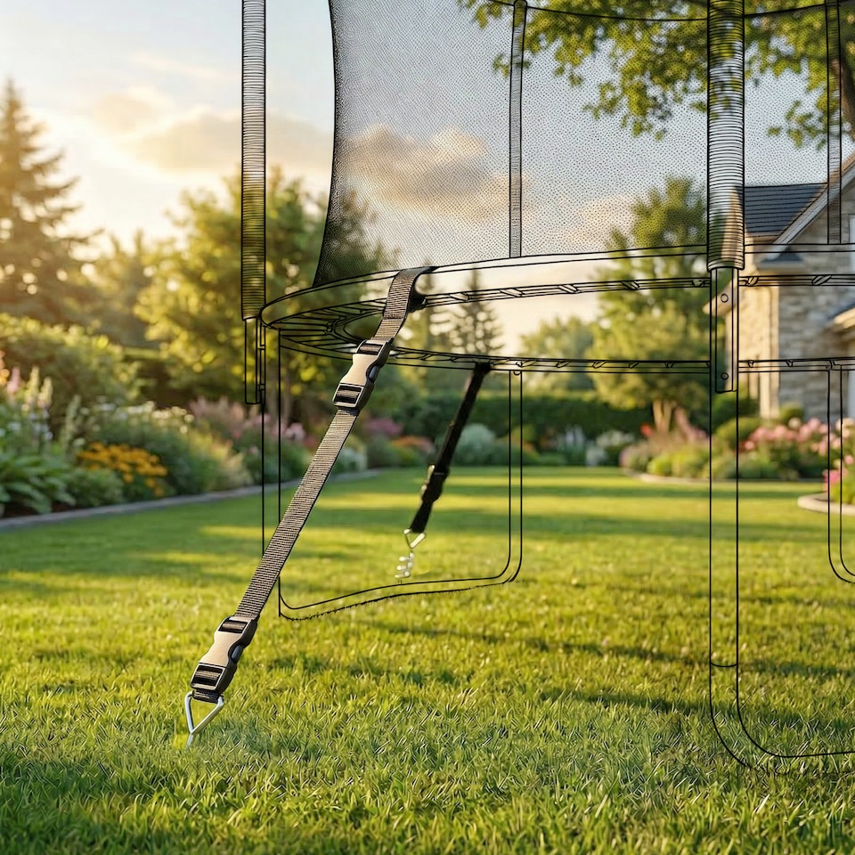 image 1 of SPORTNOW 4Pcs Trampoline Anchor Kit, 32 cm Galvanised Trampoline Stakes | Silver | Silver | 32L x 8W cm