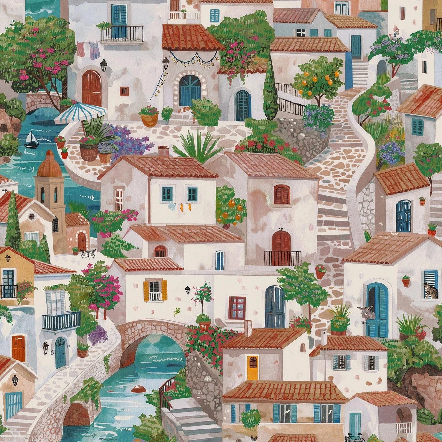 Holden Decor Italian Buildings Textured Wallpaper Multi Multicoloured 1