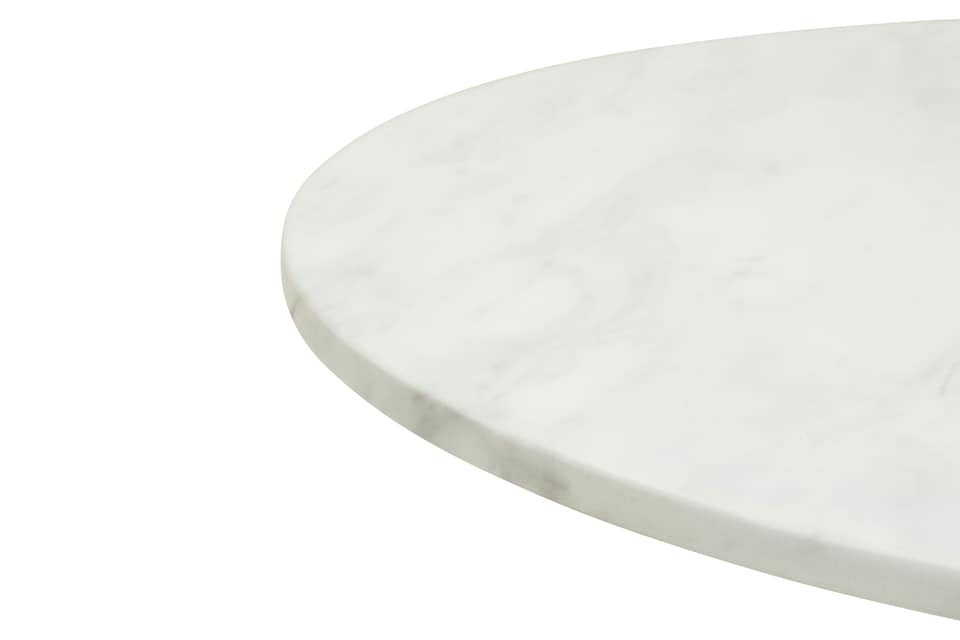 image 1 of Interiors by Premier Round White Marble Top Dining Table, Geometric Conical Black Base Design Marble Dining Room Table | Black
