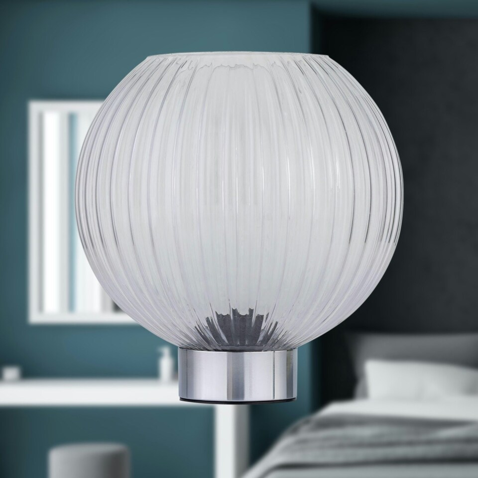 image 1 of Betchley - Battery Operated Chrome Lamp with Clear Glass Chrome | Clear