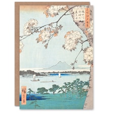 Utagawa Hiroshige Art Card Suijin Shrine And Massaki On Sumida River