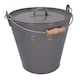 image 6 of Coal Bucket & Lid Grey Metal Ash Tidy Bin Coal Carrier Fire Log Burner Kindling