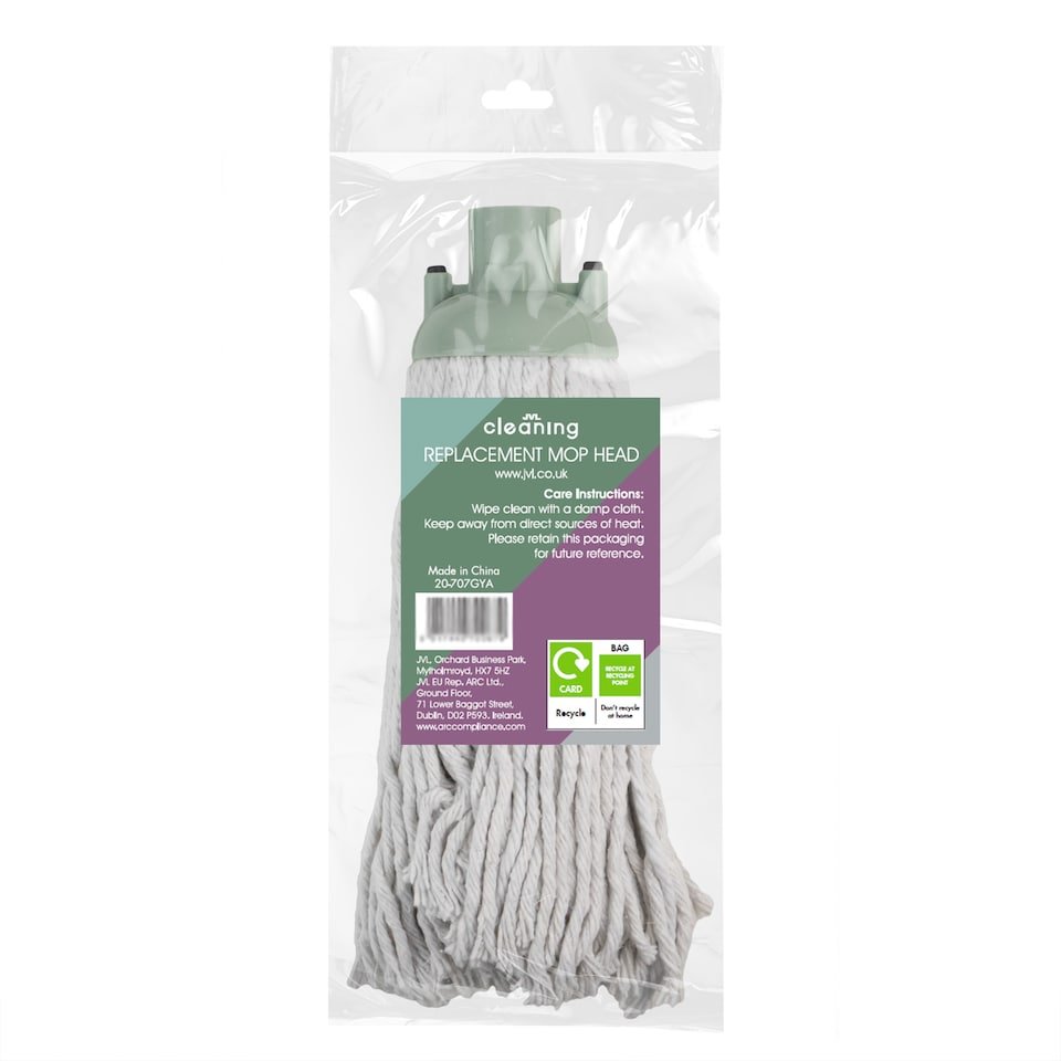 image 1 of JVL String Mop with 2 Replacement Heads, Green