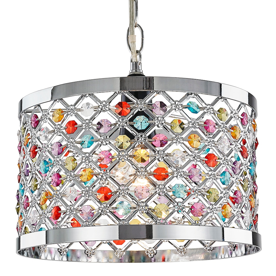 image 1 of Modern Sparkly Ceiling Pendant Light Shade with Multi-Coloured Beads | Multi