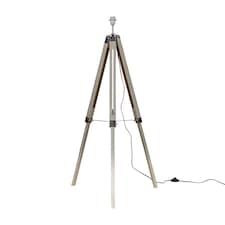 ValueLights Modern Distressed Wood And Silver Chrome Tripod Floor Lamp Base | Brown