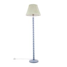 ValueLights Bobbles Blue Bobbin Floor Lamp Pink Aztec Pleat Shade and Bulb