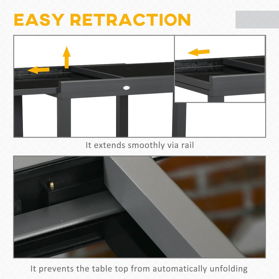 image 1 of Outsunny Extendable Outdoor Dining Table Patio Table with Frame