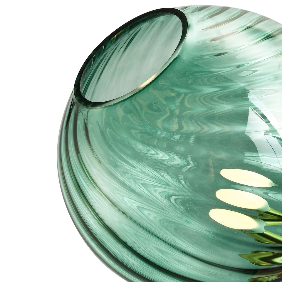 image 1 of Designer Chic Floor Lamp with Brushed Gold Base and Emerald Green Glass Shade | Green | Green | 1