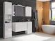 image 6 of Small Bathroom Cabinet Wall Mounted Storage Unit Slim Single Door Cupboard Handleless Narrow White Gloss Spice