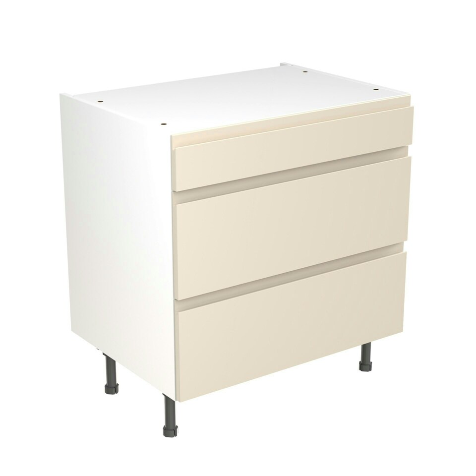 image 1 of 3 Drawer Base Unit 800mm w/ J-Pull Cabinet Door - Super Gloss Cashmere Cream | Super Gloss Cashmere