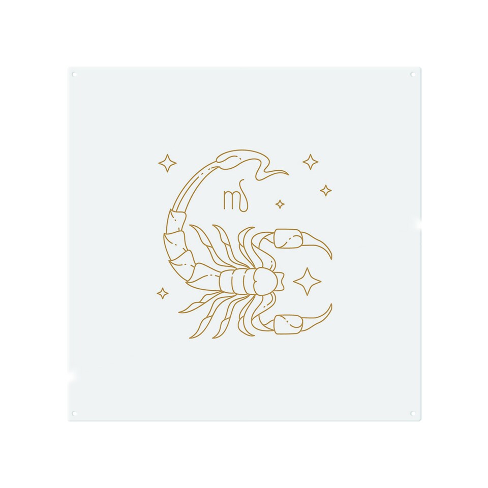 image 1 of Zodiac Scorpio Horoscope In Gold & White Dining Splash Back | White