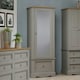image 1 of Corona Armoire with Mirrored Door and Drawer - Solid Wood Wardrobe with Hanging Rail and Storage | Grey | Grey | One Size | 1