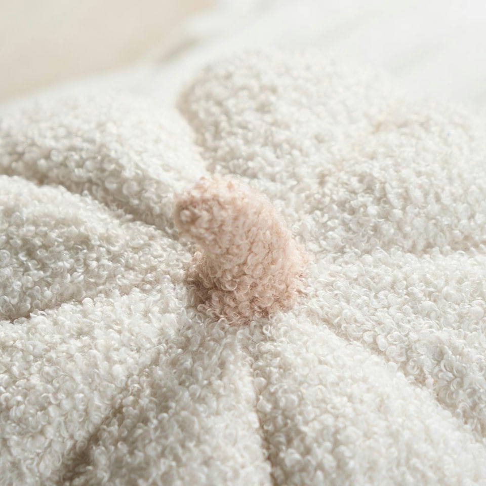 image 1 of OHS 2 x Boucle Fleece Pumpkin Shaped Halloween Fall Autumn Decoration Filled Cushions, 25x25cm - Cream