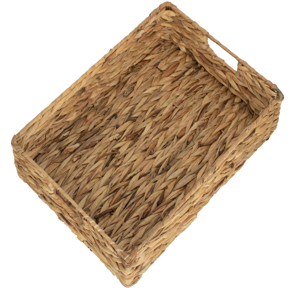 image 1 of Water Hyacinth Shallow Rectangular Storage Basket Brown | Brown | M