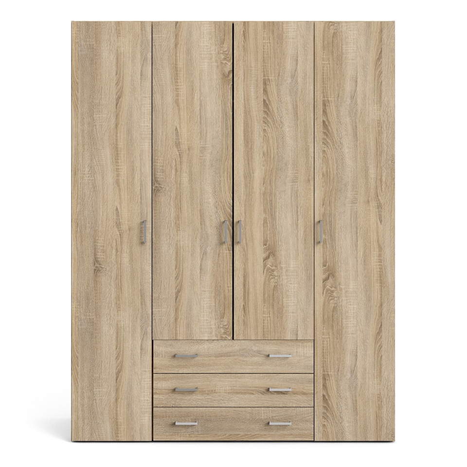 image 1 of Space Wardrobe 4 Doors 3 Drawers in Oak 2000