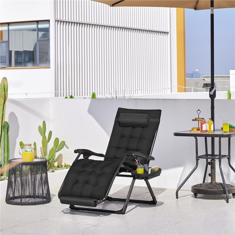 image 1 of Yaheetech 65.5 cm W Zero Gravity Recliner with foam-padded Mattress-Black | Black | Black | One Size