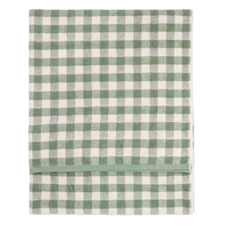 image 1 of Yard Barton Gingham 100% Cotton Check Bath Towel, Forest