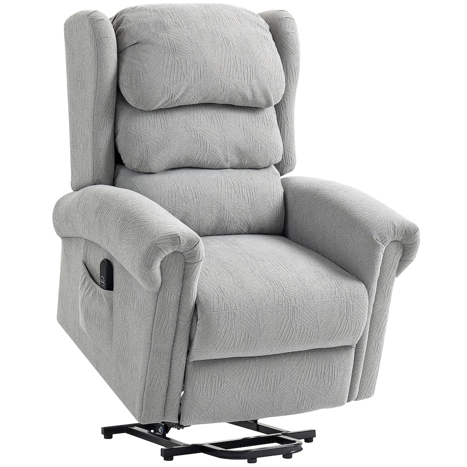 image 1 of HOMCOM Power Lift Recliner Chair for Elderly, Velvet-Feel Electric Riser and Recliner Armchair for Living Room with USB Charging Port, Remote Control, 2 Side Pockets, Thick Padded Back, Grey | Grey