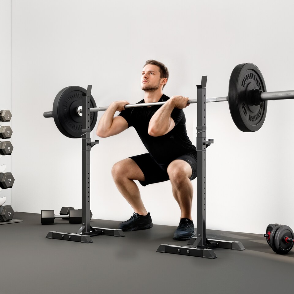 image 1 of HOMCOM Power Rack Weight Stand Bar Barbell Squat Stand Spotter, for Home Workout