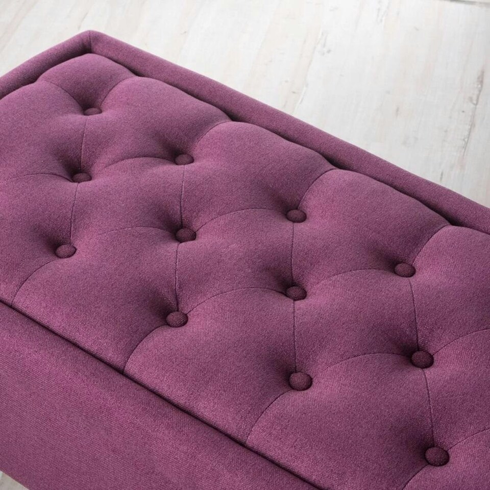 image 1 of Fuchsia Fabric Ottoman Storage Bench Pink