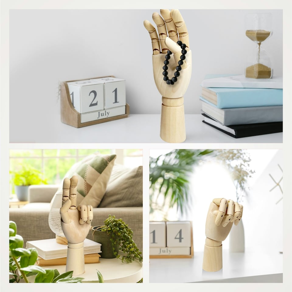 image 1 of Pack of 3 Large Wooden Right Hand Manikins 30cm (12")