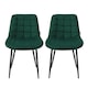 image 1 of Living and Home Velvet Upholstered Dining Chairs with Metal Legs x2 - Green
