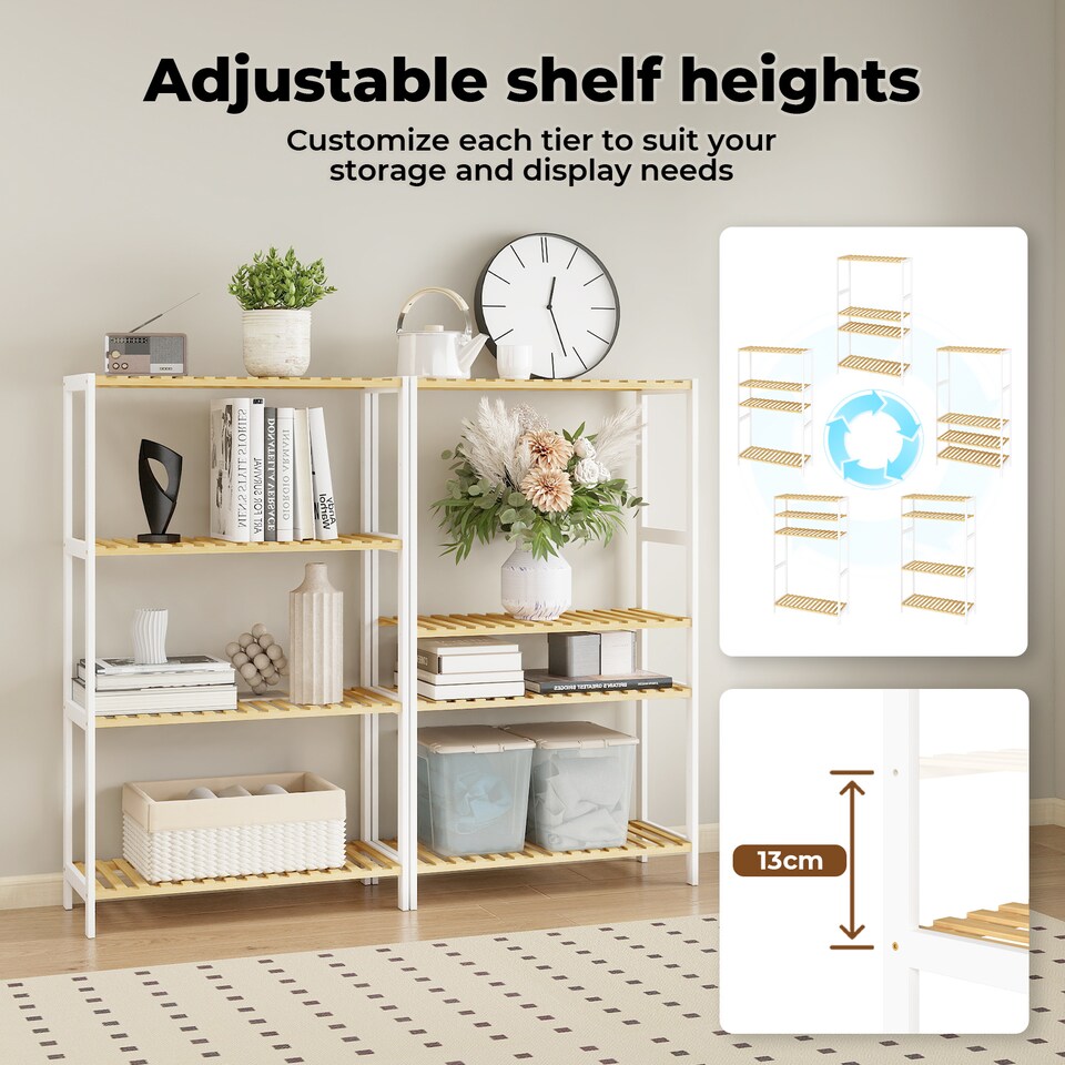 image 1 of Levede Bamboo Storage Shelf 4-Tier Shelving Unit