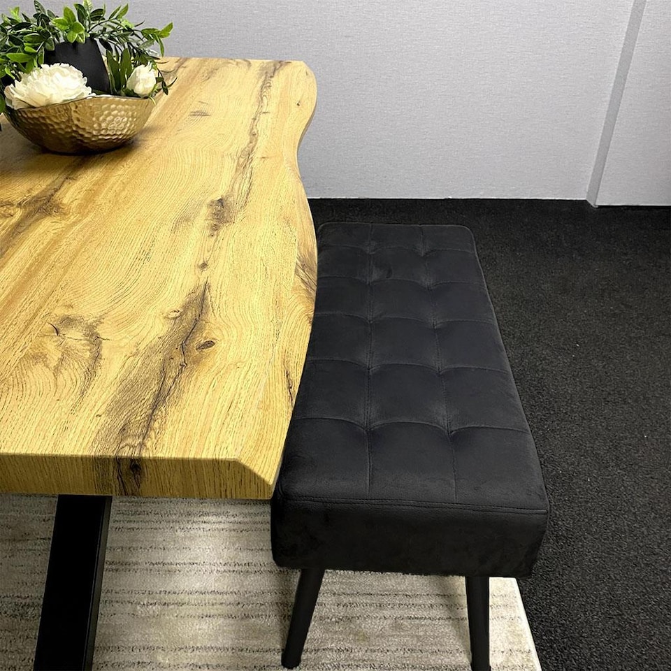 image 1 of Kosy Koala Dining Table Set With 2 Black Velvet Chairs And Black Velvet Bench Dining Room Furniture