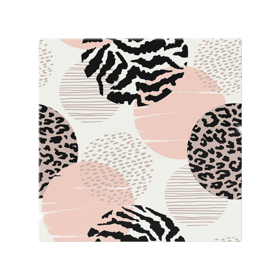 image 1 of Abstract Geometrics With Animal Print And Circles Splash Back | White
